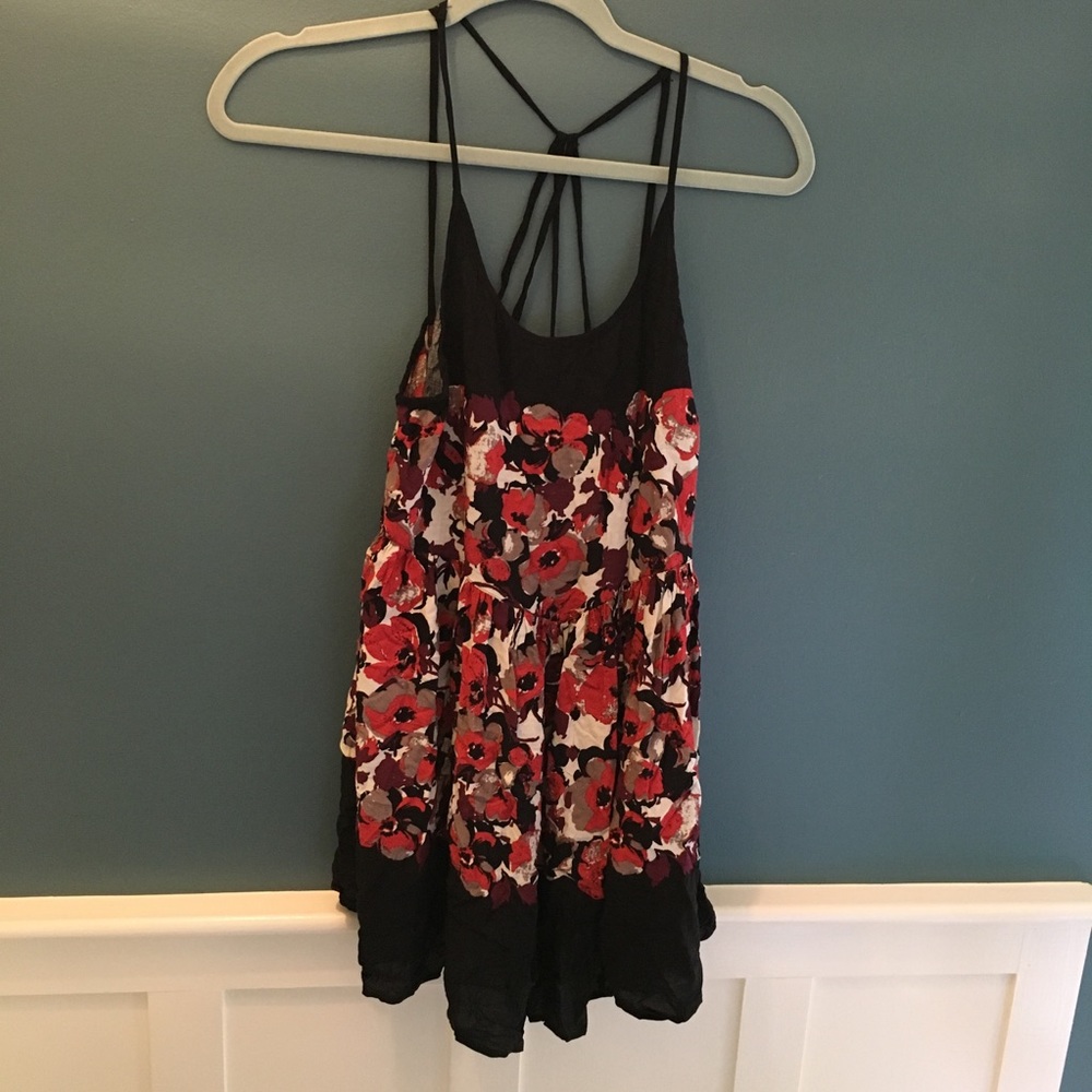Free People Intimately Black Floral Slip Dress